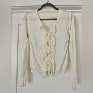 J. Crew Cream Ruffle Front Cardigan - size small